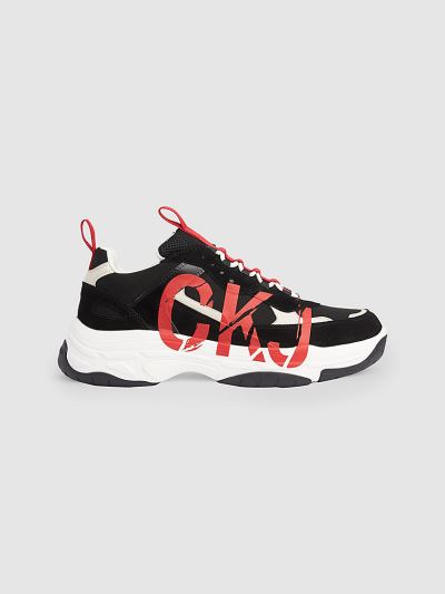 Calvin Klein Cipők HU762100 | Calvin Klein Bőr Chunky Férfi Sportcipő Fekete / Szürke